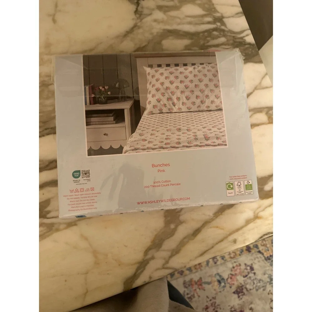 Cath Kidston Twin XL Sheet Set Floral 100%‎ Cotton Percale 200 Thread Count Pink